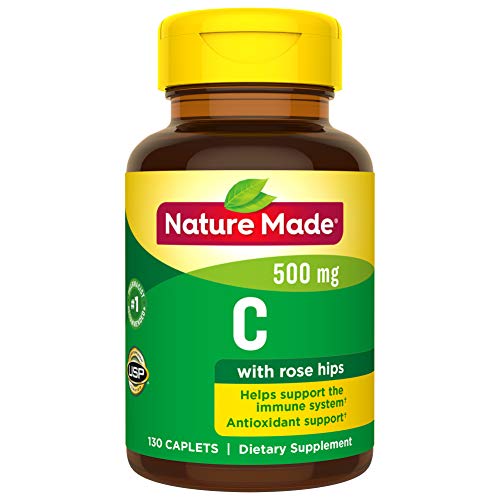 Product Cover Nature Made Vitamin C 500 mg Caplets with Rose Hips, 130 Count (Packaging May Vary)