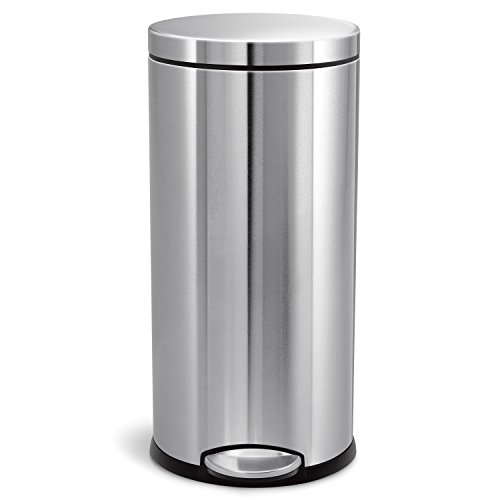 Product Cover simplehuman 30 Liter / 8 Gallon Round Step Trash Can, Brushed Stainless Steel