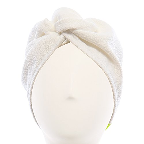 Product Cover Aquis - Original Hair Turban, Perfect Hands-Free Microfiber Hair Drying, White (10 x 26 Inches)