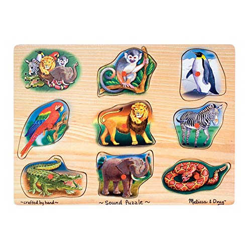 Product Cover Melissa & Doug Zoo Sound Puzzle - Wooden Peg Puzzle With Sound Effects (8 pcs)