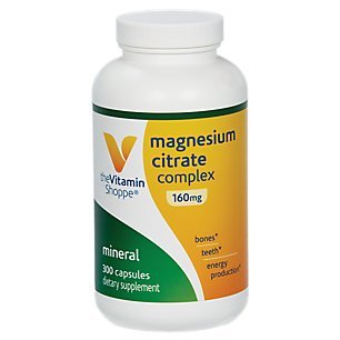 Product Cover The Vitamin Shoppe Magnesium Citrate Complex 160MG, Mineral Supplement That Supports Bones, Teeth Energy Production (300 Capsules)