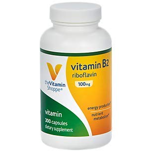 Product Cover Vitamin B2 (Riboflavin) 100mg Energy Production Nutrient Metabolism Support Supplement, Essential B Vitamin Once Daily, Gluten Free (300 Capsules) by The Vitamin Shoppe