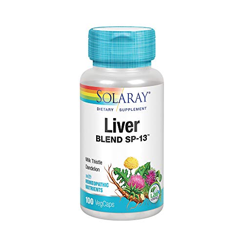 Product Cover Solaray Liver Blend SP-13 | Healthy Liver & Kidney Support with Milk Thistle, Dandelion, Artichoke Leaf, Kelp, Peppermint Aerial & More | 100 VegCaps