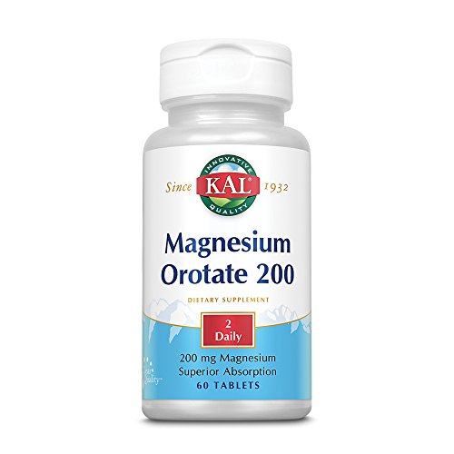 Product Cover KAL Magnesium Orotate 200 mg | for Nerve, Muscle, Heart, Relaxation Support | ActivTab Technology for Faster Disintegration | Chelated | 60 Tablets