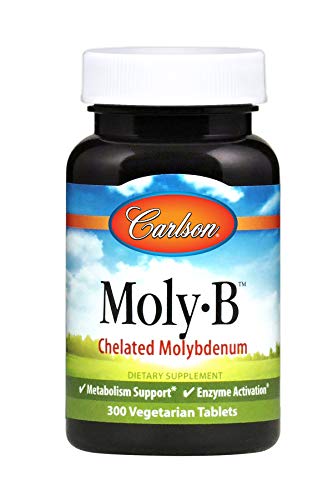 Product Cover Carlson - Moly-B, Chelated Molybdenum, Metabolism Support & Enzyme Activation, 300 Vegetarian Tablets