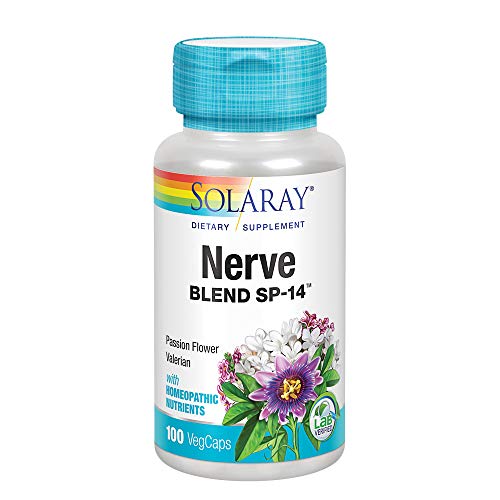 Product Cover Solaray Nerve Blend SP-14 | Homeopathic Nutrients | Healthy Relaxation, Calming & Sleep Support | 50 Serv | 100 VegCaps