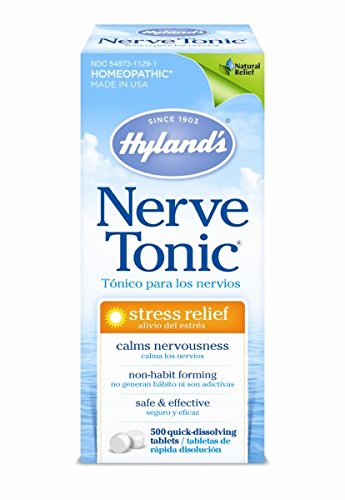 Product Cover Hyland's Stress and Anxiety Relief Supplement, Nerve Tonic, Natural Relief of Nerve Pain, Restlessness, Nervousness and Irritability Symptoms, Quick Dissolving Tablets, Non-Habit Forming, 500 Count