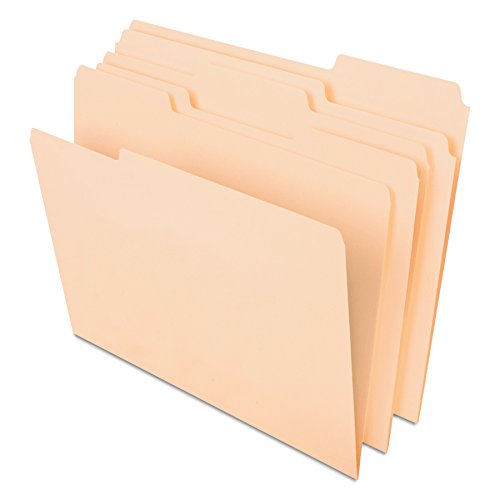 Product Cover Pendaflex CutLess File Folders with Softer Paper Edges, Letter Size, Manila, 1/3 Cut Tabs in Assorted Positions, 100 Per Box (48420)