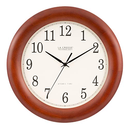 Product Cover La Crosse Technology WT-3122A 12.5 Inch Wood Atomic Analog Clock, 12.5