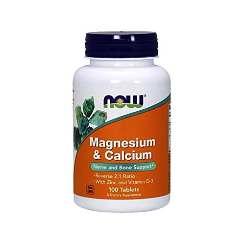 Product Cover Now Supplements, Magnesium & Calcium, with Zinc and Vitamin D-3, Nerve and Bone Support*, 100 Tablets