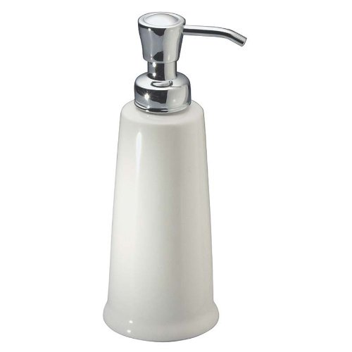 Product Cover iDesign York Ceramic Soap & Lotion Dispenser Pump for Kitchen, Bathroom Vanities - White/Chrome
