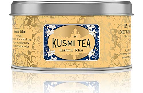 Product Cover Kusmi Tea - Kashmir Tchai - Russian Black Tea Blend with Spices Including Cinnamon, Cardamom & Ginger - 4.4oz of All Natural, Premium Loose Leaf Black Tea in Eco-Friendly Metal Tin (50 Servings)