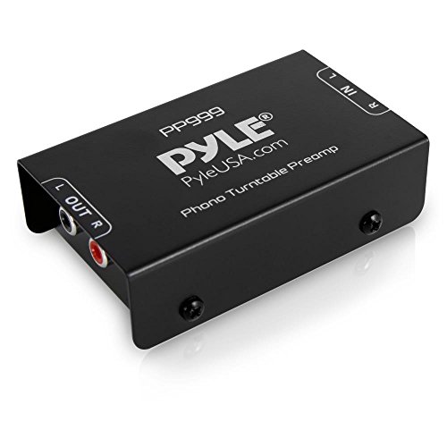 Product Cover Pyle Phono Turntable Preamp - Mini Electronic Audio Stereo Phonograph Preamplifier with RCA Input, RCA Output & Low Noise Operation Powered by 12 Volt DC Adapter - PP999