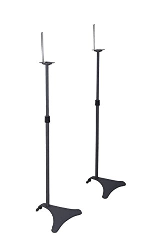 Product Cover Atlantic Adjustable Height Speaker Stands Black - Set of 2 Holds Satellite Speakers, Adjustable Stand Height from 27 to 48 inch, Heavy Duty Powder Coated Aluminum with Wire Management PN77305018