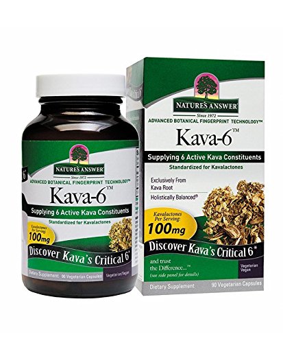 Product Cover Nature's Answer Kava-6 Dietary Supplement | Supports Stress Relief | Alcohol-Free & Gluten-Free | Vegetarian Capsules 90ct