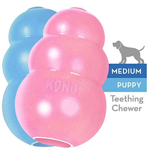 Product Cover KONG - Puppy Toy - Natural Teething Rubber - Fun to Chew, Chase and Fetch ( Colors May Vary)