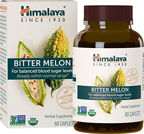 Product Cover Himalaya Organic Bitter Melon  / Karela, Equivalent to 2,345mg of Bitter Melon Powder, for Blood Sugar Support,  60 Caplets, 1 Month Supply (1 PACK)