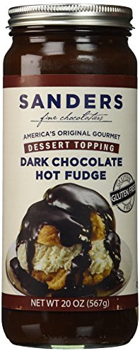 Product Cover Sanders Hot Fudge Topping Sauce, Dark Chocolate Ice Cream Sundae Dessert Topping, 20 oz Jar