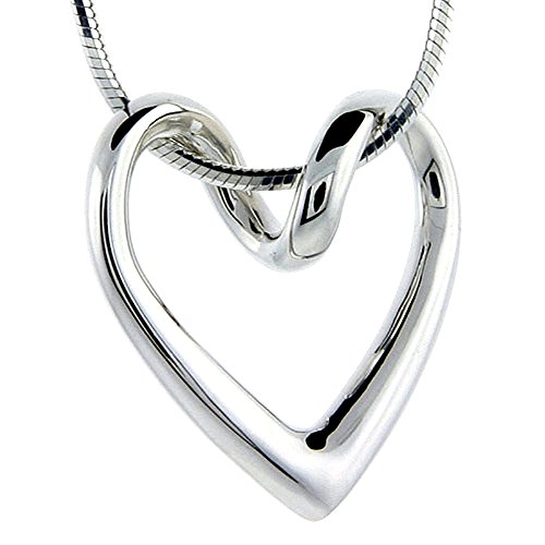 Product Cover Sterling Silver Floating Heart Necklace Flawless Quality, 3/4 x 3/4 inch wide