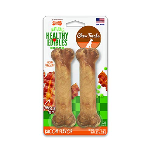 Product Cover Nylabone Healthy Edibles Bacon Flavored Dog Treats | All Natural Grain Free Dog Treats Made In the USA Only | Small and Large Dog Chew Treats | 2 Count