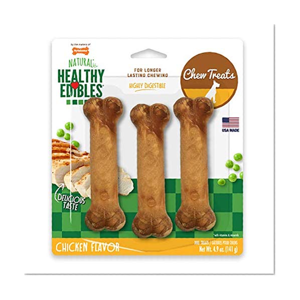 Product Cover Nylabone Healthy Edibles Chicken Flavored Dog Treats | All Natural Grain Free Dog Treats Made In the USA Only | Small and Large Dog Chew Treats | 3 Count