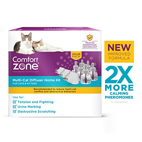 Product Cover Comfort Zone MultiCat Calming Diffuser Kit, New 2X Pheromones for Cats Formula, 3 Diffusers and 6 Refills (100538648)