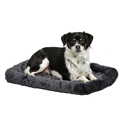 Product Cover 24L-Inch Gray Dog Bed or Cat Bed w/Comfortable Bolster | Ideal for Small Dog Breeds & Fits a 24-Inch Dog Crate | Easy Maintenance Machine Wash & Dry | 1-Year Warranty