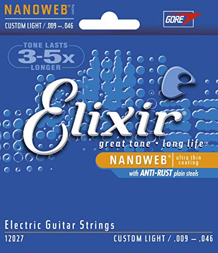 Product Cover Elixir Strings Electric Guitar Strings w NANOWEB Coating, Custom Light (.009-.046)