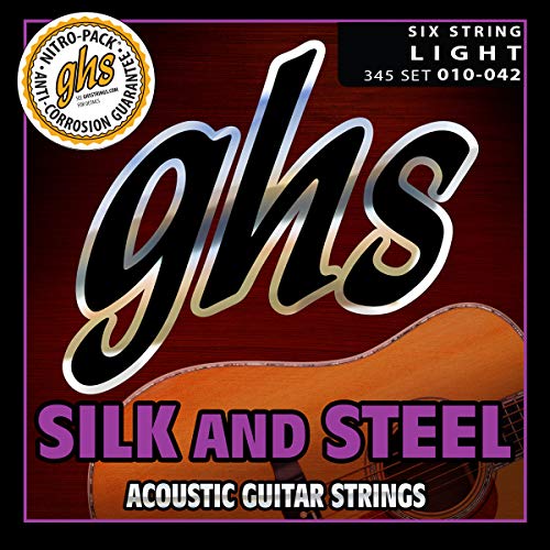 Product Cover GHS Strings 345 Silk And Steel, Silver-Plated Copper Acoustic Guitar Strings, Light (.010-.042)