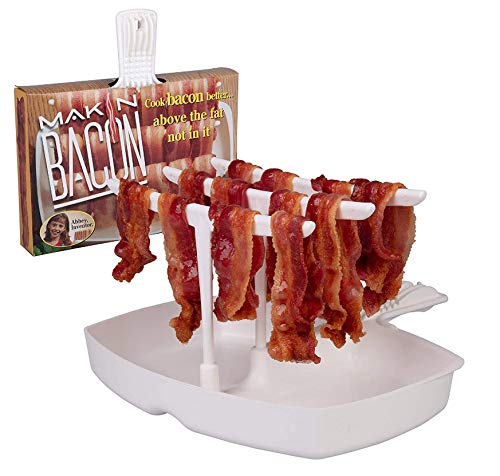 Product Cover Microwave Bacon Cooker - The Original Makin Bacon Microwave Bacon Tray - Reduces Fat up to 35% for a Healthy Breakfast- Make Crispy Bacon in Minutes