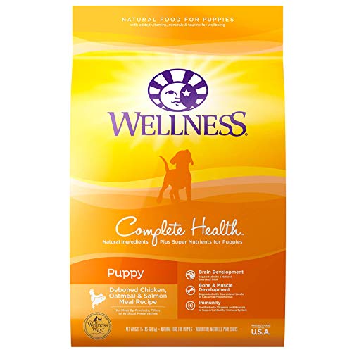 Product Cover Wellness Complete Health Natural Dry Puppy Food, Chicken, Salmon & Oatmeal, 15-Pound Bag