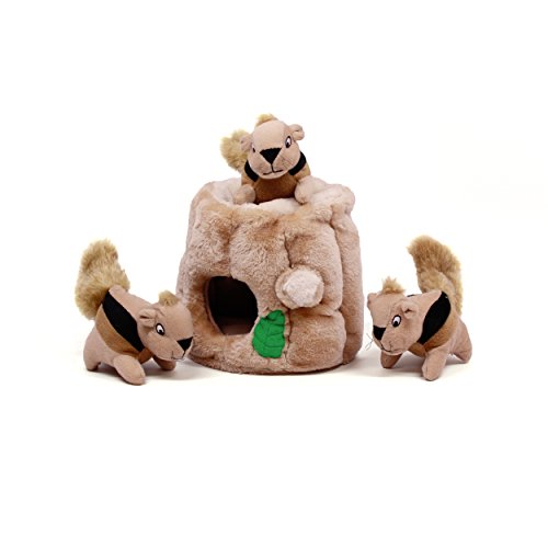 Product Cover Outward Hound Hide a Squirrel Fun Hide & Seek Interactive Puzzle Plush Dog Toy, 4 Piece, Junior/Large/Jumbo/Medium