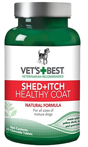 Product Cover Vet's Best Healthy Coat Shed & Itch Relief Dog Supplements | Relieve Dogs Skin Irritation and Shedding Due to Seasonal Allergies or Dermatitis | 50 Chewable Tablets