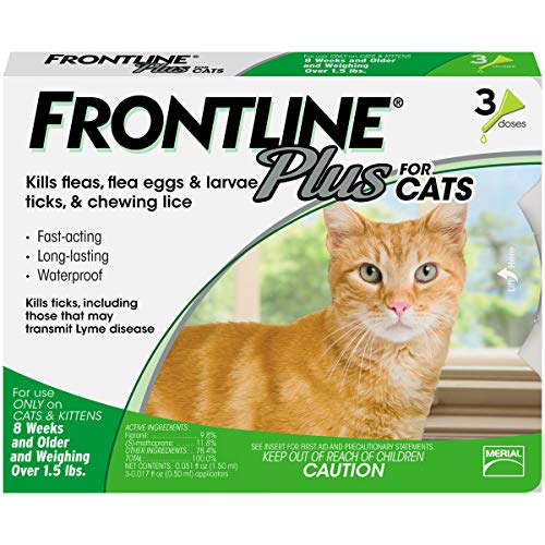 Product Cover Frontline Plus for Cats and Kittens (1.5 pounds and over) Flea and Tick Treatment, 3 Doses