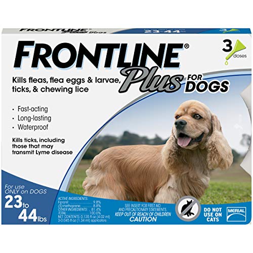 Product Cover Frontline Plus for Dogs Medium Dog (23-44 pounds) Flea and Tick Treatment, 3 Doses