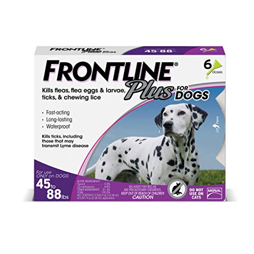 Product Cover Frontline Plus for Dogs Large Dog (45 to 88 pounds) Flea and Tick Treatment, 6 Doses