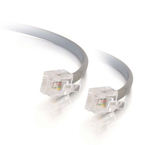 Product Cover C2G 09590 RJ11 Modular Telephone Cable, Silver (14 Feet, 4.26 Meters)