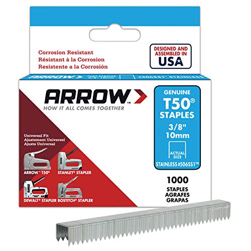 Product Cover Arrow Fastener 506SS1 Genuine T50 Stainless Steel 3/8-Inch Staples, 1,000-Pack