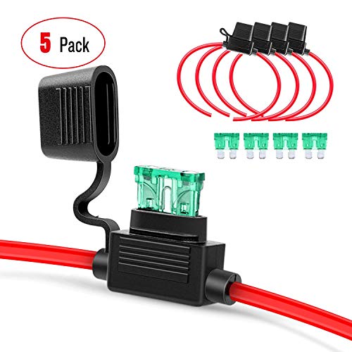 Product Cover Nilight GA0004 5Pack 12AWG Inline Wiring Harness 12 Gauge ATC/ATO Automotive Holder with 30A Fuse Blade Standard Plug Socket-5 Pack, 2 Years Warranty