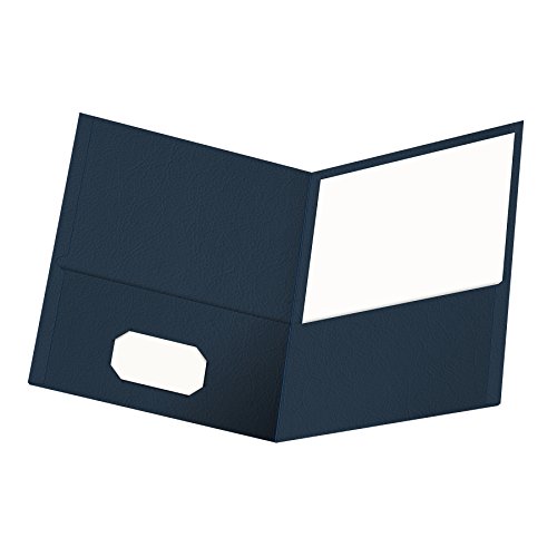 Product Cover Oxford Twin-Pocket Folders, Textured Paper, Letter Size, Dark Blue, Holds 100 Sheets, Box of 25 (57538EE)