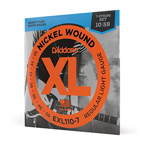 Product Cover D'Addario Nickel Wound Electric Guitar Strings, 1-Pack, Regular Light, 7-String, 10-59