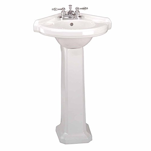 Product Cover Renovator's Supply Portsmouth Small Bathroom Corner Pedestal Sink White Ceramic Glossy Finish 32 3/4