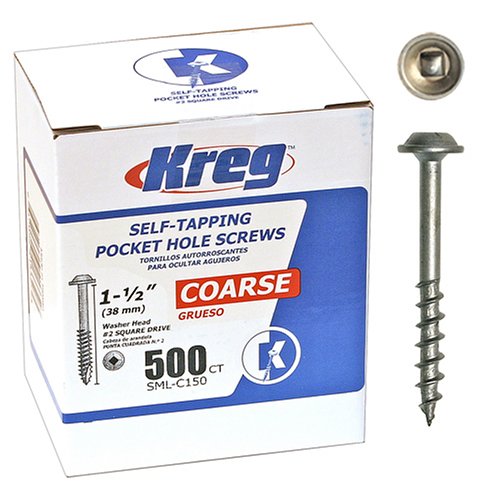 Product Cover Kreg SML-C150-500 Pocket Hole Screws 1-1/2-Inch #8 Coarse Washer-Head 500ct - SML-C150 - 500