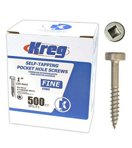 Product Cover Kreg SPS-F1-500 Pocket Hole Screws 1-Inch #2 Fine Square Drive 500ct