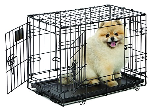 Product Cover Dog Crate | MidWest Life Stages XS Double Door Folding Metal Dog Crate | Divider Panel, Floor Protecting Feet, Leak-Proof Dog Tray | 22L x 13W x 16H inches, XS Dog Breed