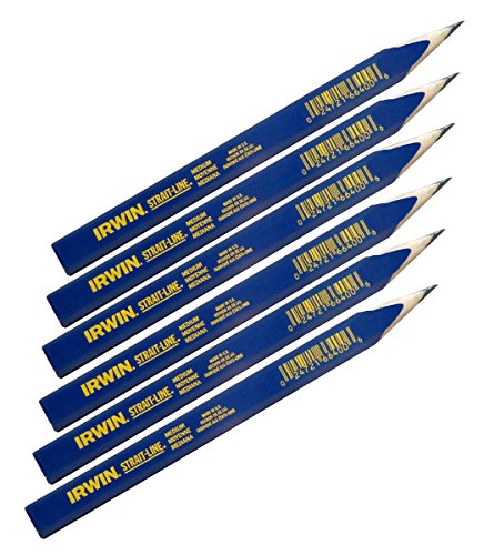 Product Cover IRWIN Tools STRAIT-LINE 66400 Carpenter's Pencil, Medium Lead, 6-Piece Set (66400)