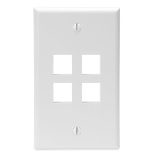 Product Cover Leviton 41080-4WP QuickPort Wallplate, Single Gang, 4-Port, White