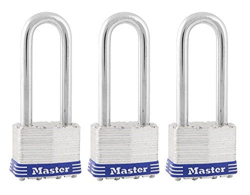 Product Cover Master Lock Padlock, Laminated Steel Lock, 1-3/4 in. Wide, 1TRILJ (Pack of 3-Keyed Alike)
