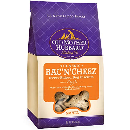 Product Cover Old Mother Hubbard Classic Crunchy Natural Dog Treats, Bac'N'Cheez Small Biscuits, 20-Ounce Bag