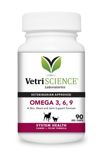 Product Cover VetriScience Laboratories Omega 3,6,9 for Cats and Dogs, Omega Fatty Acid Supplement for Dogs and Cats, 90 Soft Gel Capsules